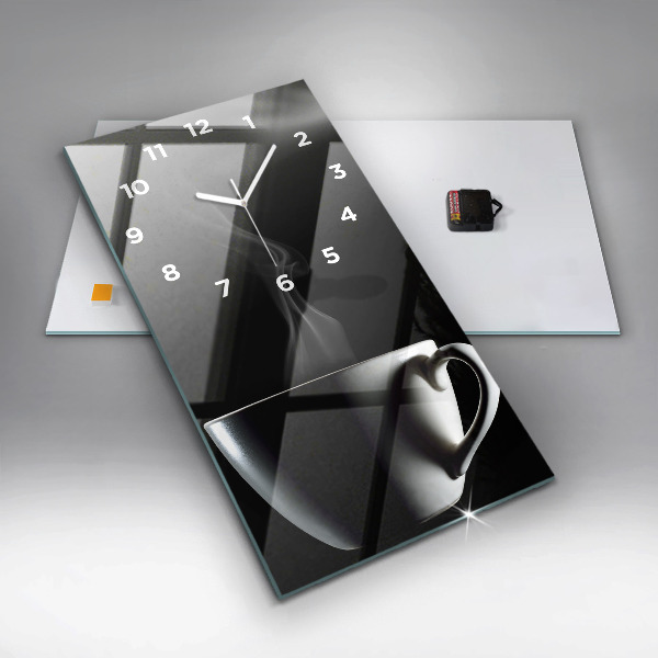 Horloge rectangulaire verticale Une tasse de café
