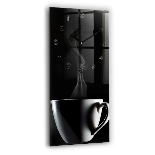 Horloge rectangulaire verticale Une tasse de café