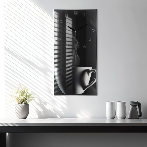 Horloge rectangulaire verticale Une tasse de café