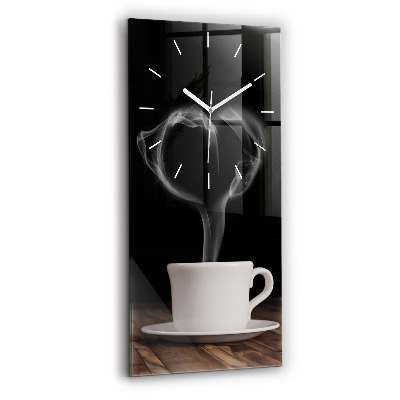 Horloge rectangulaire verticale Une tasse de café chaud