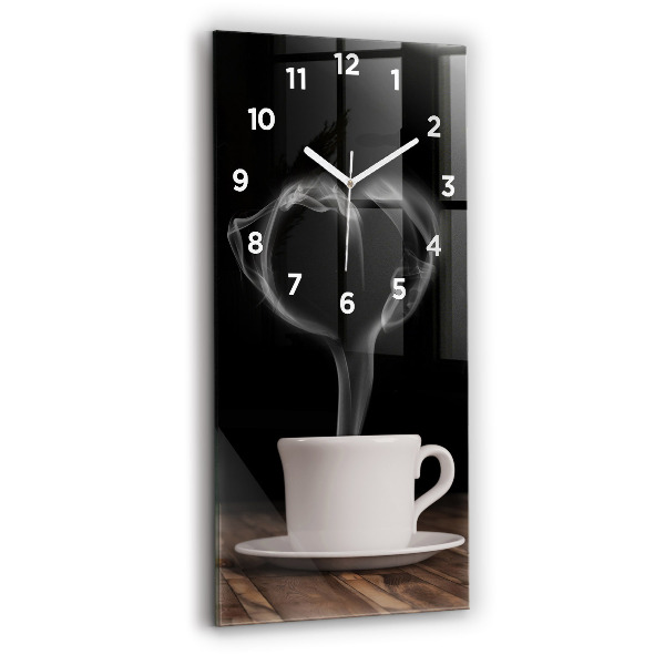 Horloge rectangulaire verticale Une tasse de café chaud