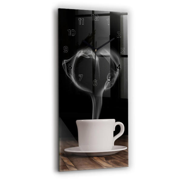 Horloge rectangulaire verticale Une tasse de café chaud