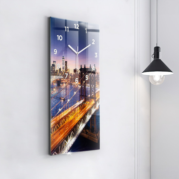 Horloge rectangulaire verticale New York et le coucher du soleil