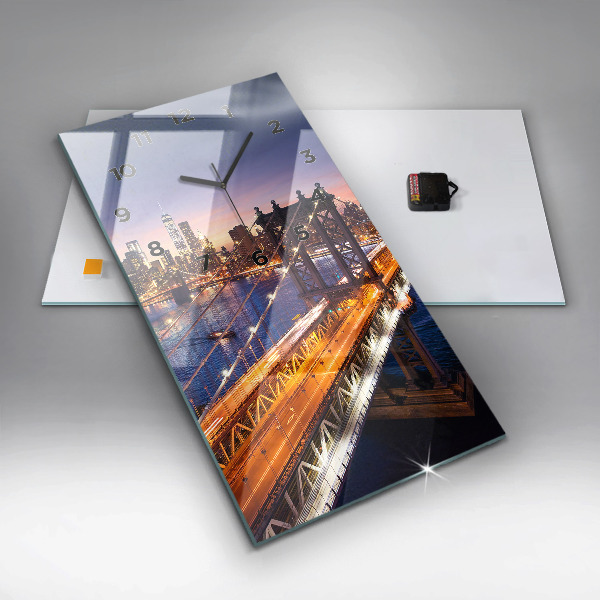 Horloge rectangulaire verticale New York et le coucher du soleil