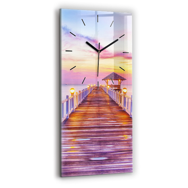 Horloge rectangulaire verticale Le pont du port le soir