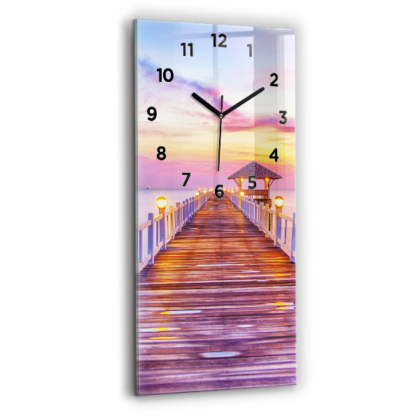Horloge rectangulaire verticale Le pont du port le soir
