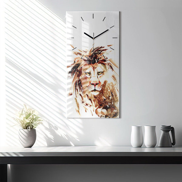 Horloge rectangulaire verticale 'Illustration d''un lion brun'