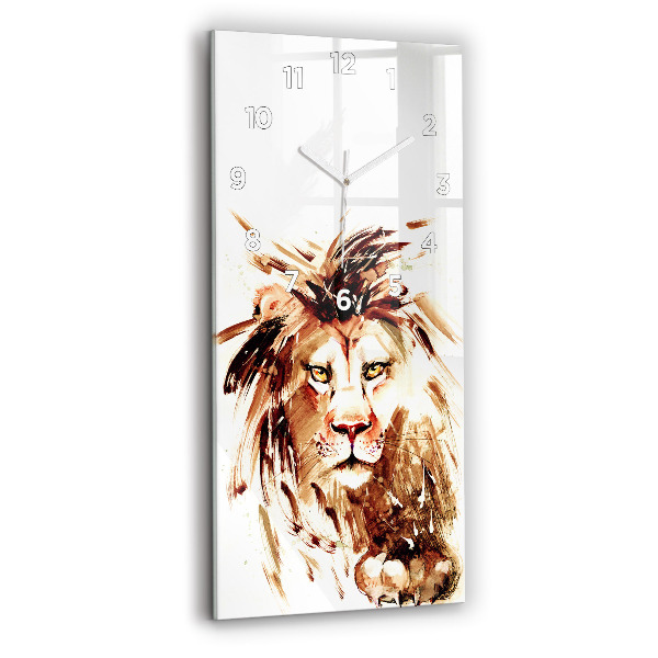 Horloge rectangulaire verticale 'Illustration d''un lion brun'