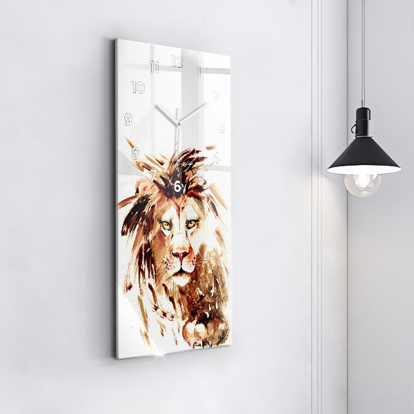 Horloge rectangulaire verticale 'Illustration d''un lion brun'