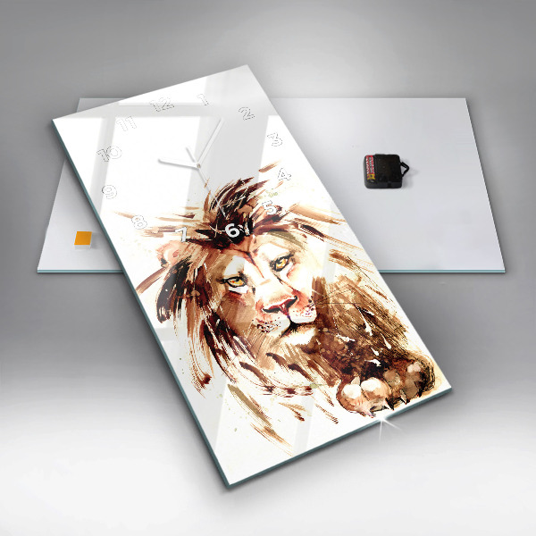 Horloge rectangulaire verticale 'Illustration d''un lion brun'