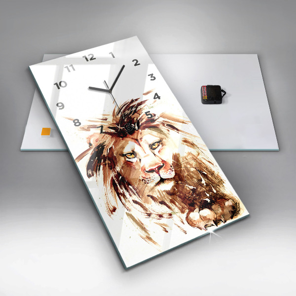 Horloge rectangulaire verticale 'Illustration d''un lion brun'