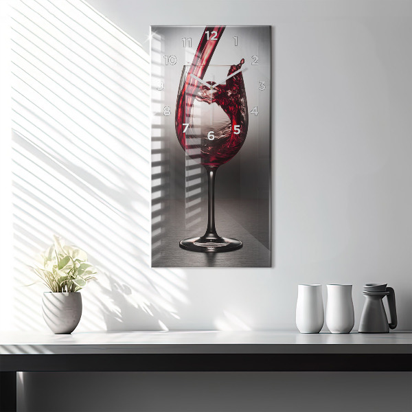 Horloge rectangulaire verticale Un verre de vin