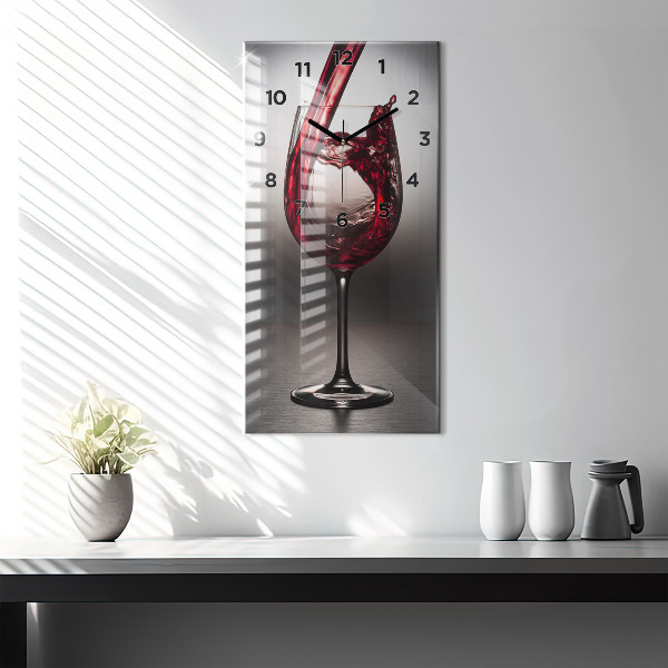 Horloge rectangulaire verticale Un verre de vin