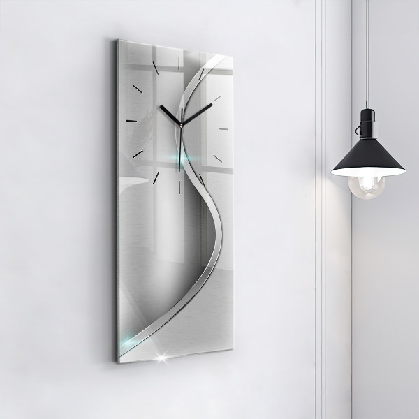 Horloge rectangulaire verticale Abstraction en métal gris