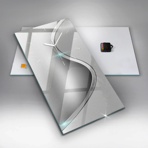 Horloge rectangulaire verticale Abstraction en métal gris