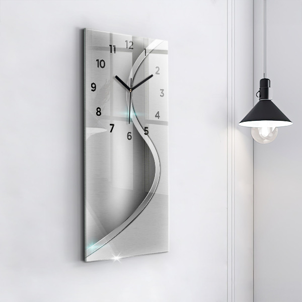 Horloge rectangulaire verticale Abstraction en métal gris