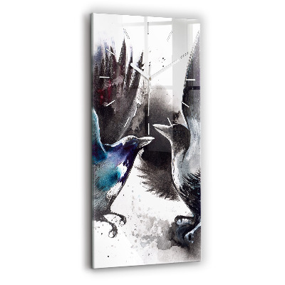 Horloge rectangulaire verticale Oiseaux peints