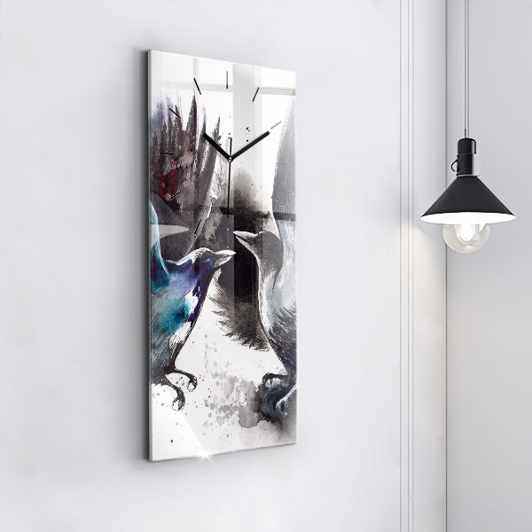 Horloge rectangulaire verticale Oiseaux peints