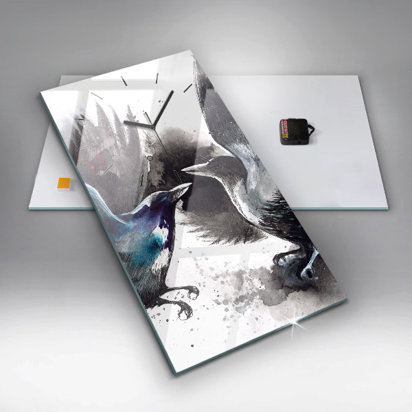 Horloge rectangulaire verticale Oiseaux peints