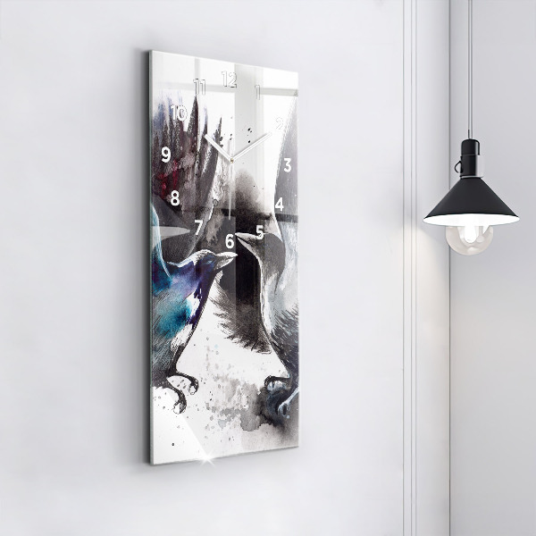 Horloge rectangulaire verticale Oiseaux peints