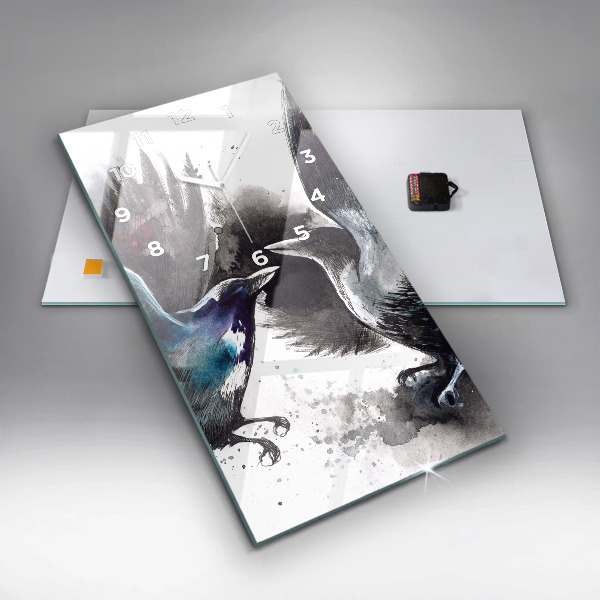 Horloge rectangulaire verticale Oiseaux peints