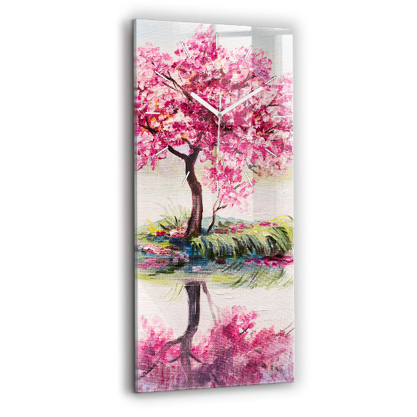 Horloge rectangulaire verticale 'Mosaïque d''arbres'