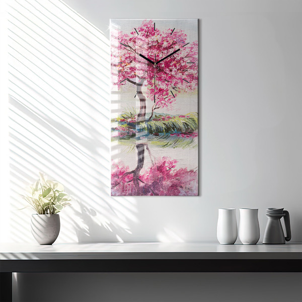 Horloge rectangulaire verticale 'Mosaïque d''arbres'