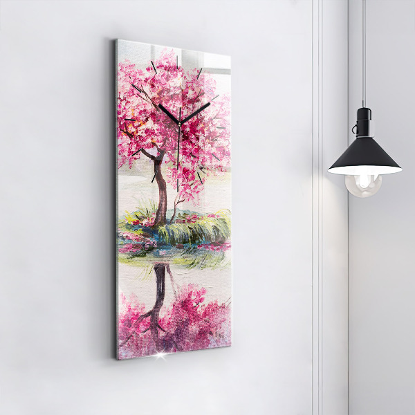 Horloge rectangulaire verticale 'Mosaïque d''arbres'