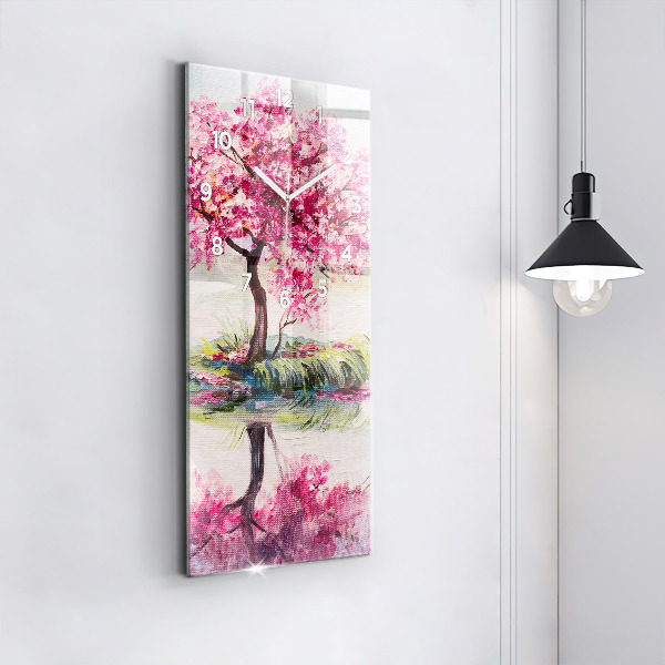 Horloge rectangulaire verticale 'Mosaïque d''arbres'