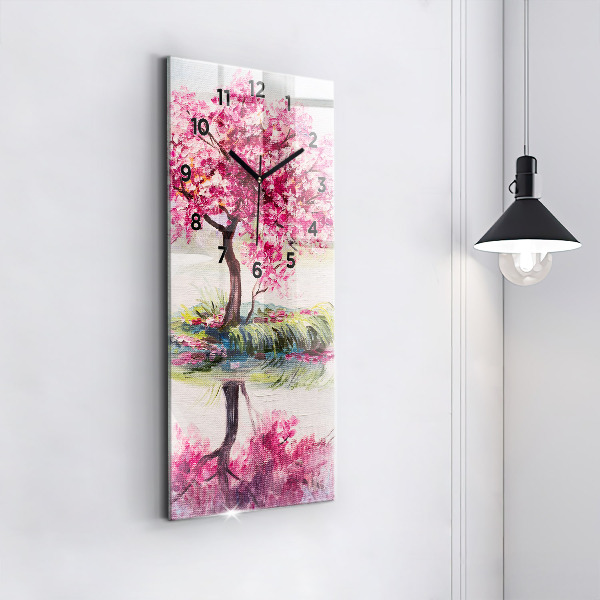 Horloge rectangulaire verticale 'Mosaïque d''arbres'