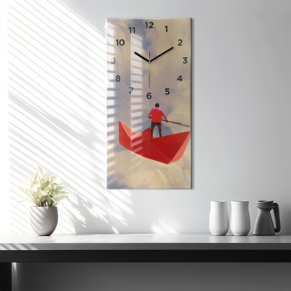 Horloge rectangulaire verticale bateaux en papier
