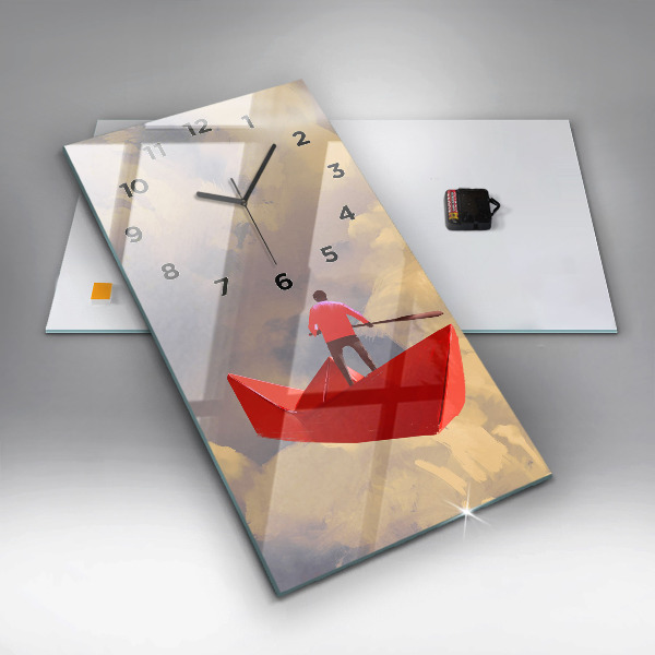 Horloge rectangulaire verticale bateaux en papier
