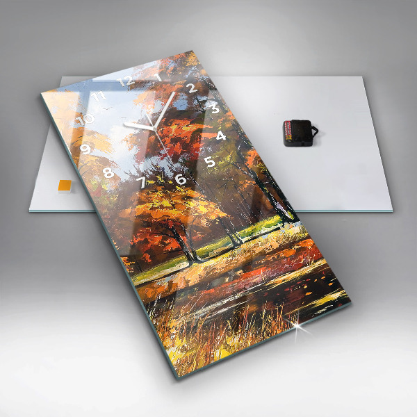 Horloge rectangulaire verticale 'Paysage d''automne avec une rivière'
