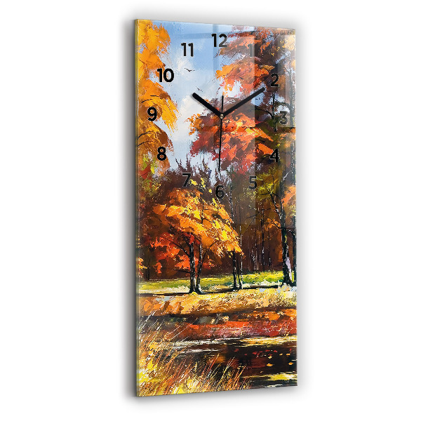 Horloge rectangulaire verticale 'Paysage d''automne avec une rivière'