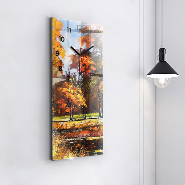 Horloge rectangulaire verticale 'Paysage d''automne avec une rivière'