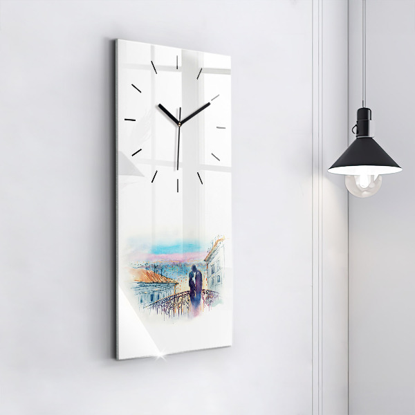 Horloge rectangulaire verticale 'Personnages à l''aquarelle'
