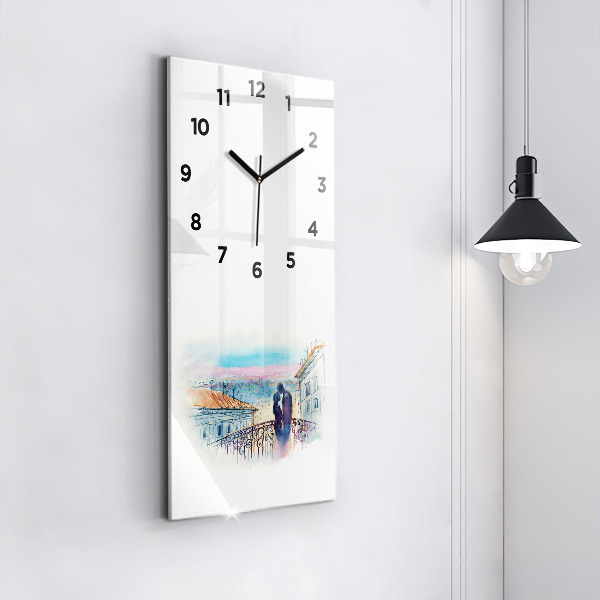 Horloge rectangulaire verticale 'Personnages à l''aquarelle'