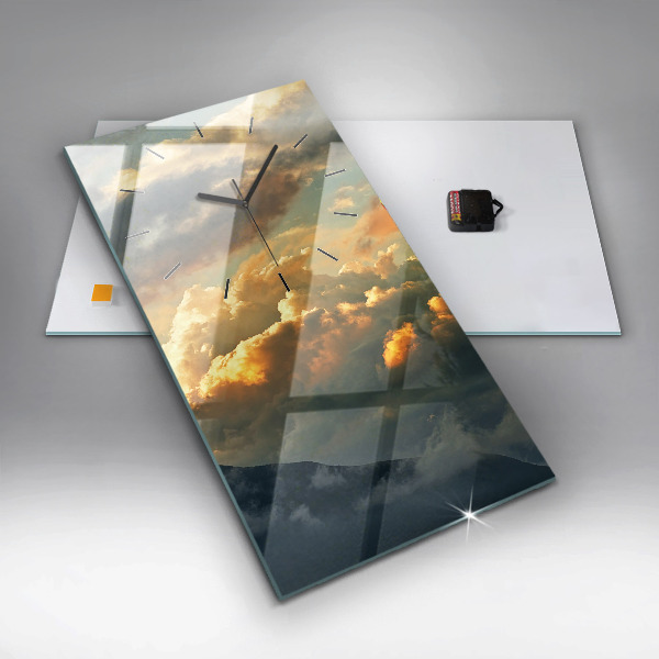 Horloge rectangulaire verticale Vol en montgolfière dans les nuages