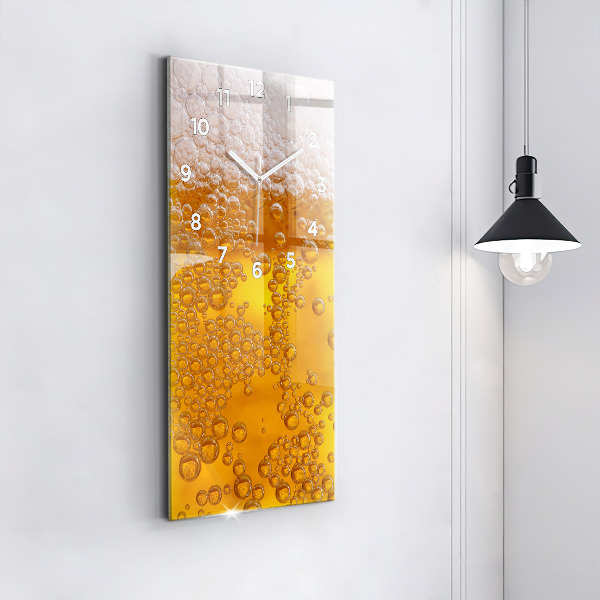 Horloge murale verticale Bière avec mousse