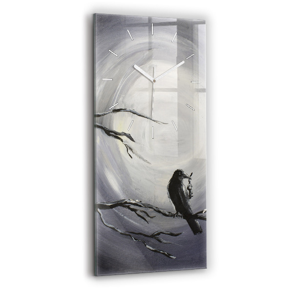 Horloge murale verticale Corbeau au clair de lune