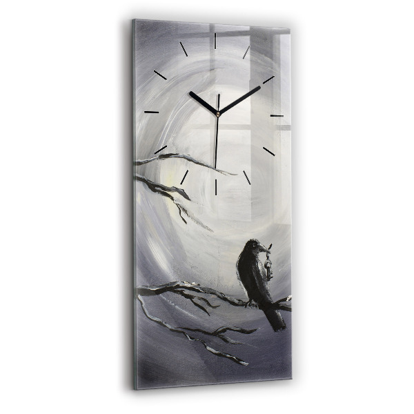 Horloge murale verticale Corbeau au clair de lune