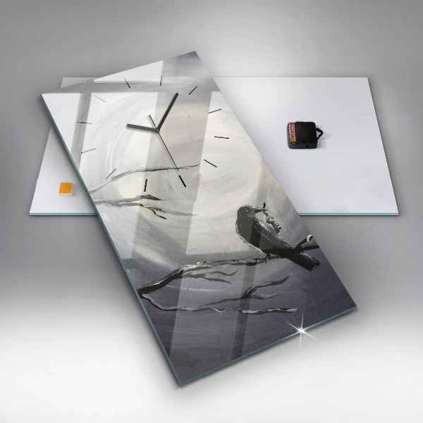 Horloge murale verticale Corbeau au clair de lune