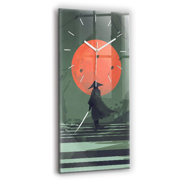 Horloge murale verticale Samouraï dans la forêt
