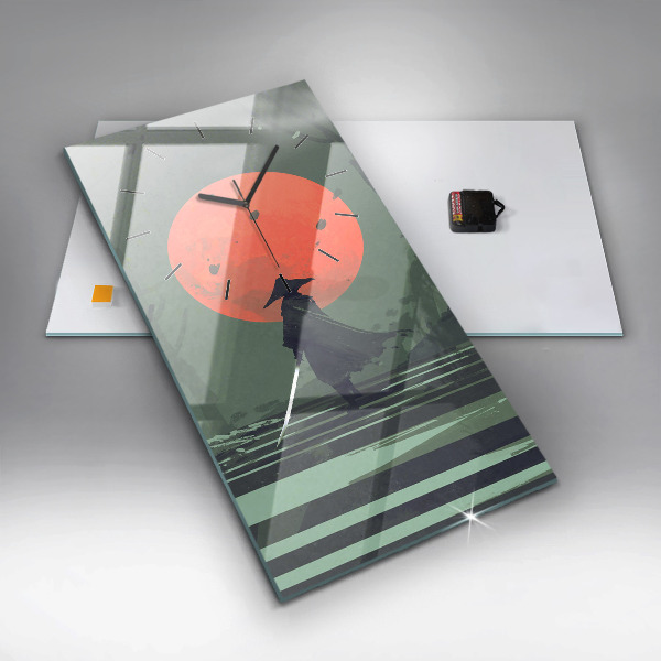 Horloge murale verticale Samouraï dans la forêt