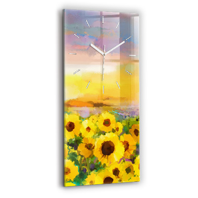 Horloge murale verticale Champ de tournesols