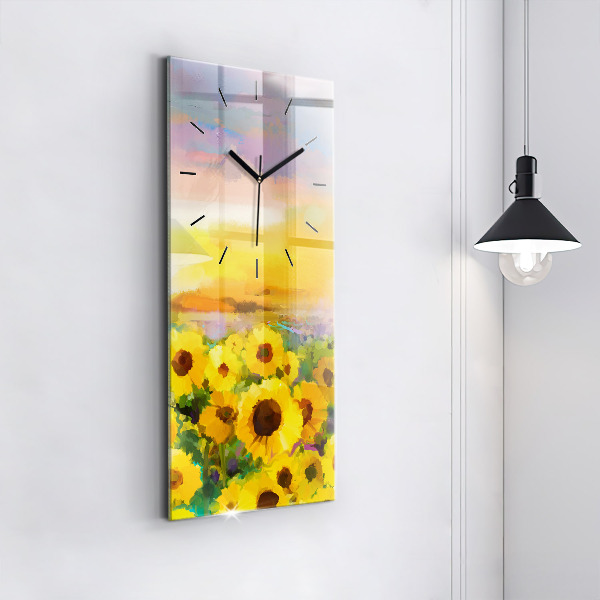 Horloge murale verticale Champ de tournesols