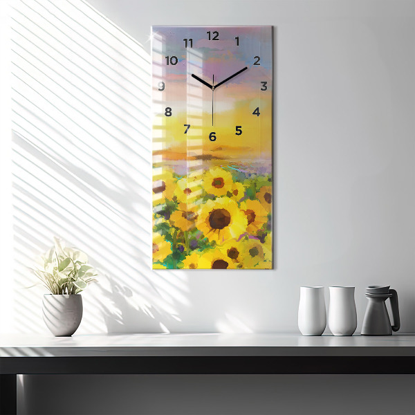 Horloge murale verticale Champ de tournesols