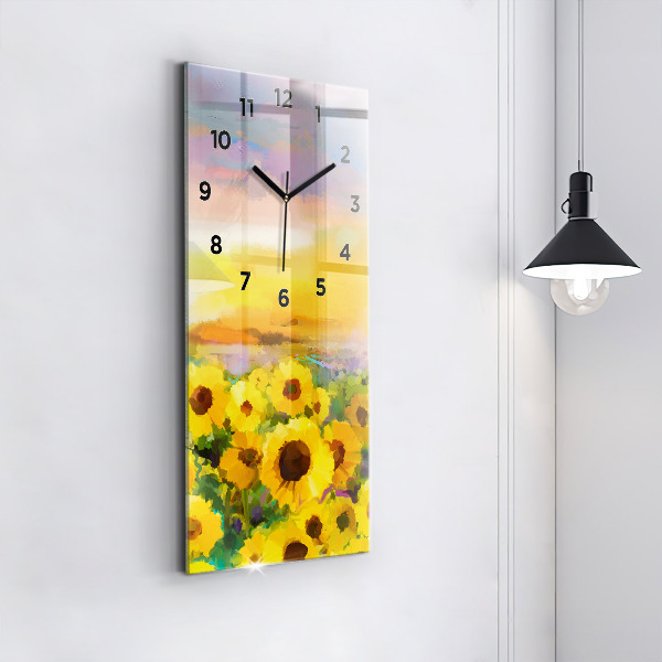 Horloge murale verticale Champ de tournesols