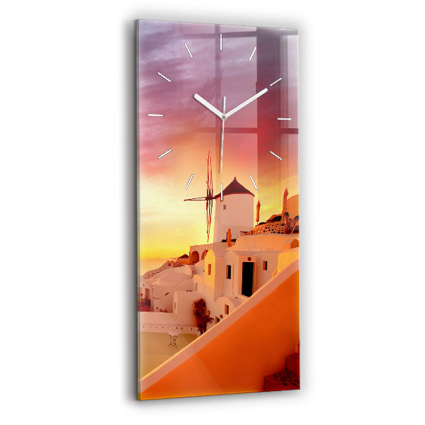 Horloge rectangulaire verticale Vieux moulin à vent à Santorin
