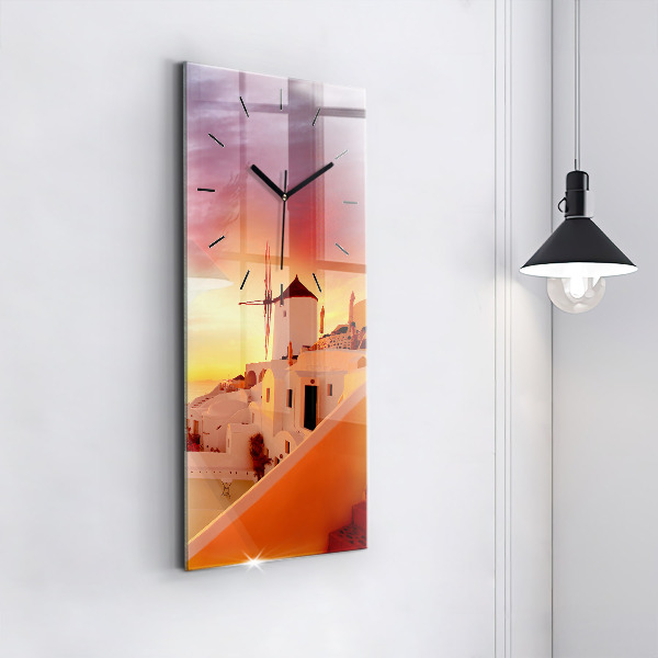 Horloge rectangulaire verticale Vieux moulin à vent à Santorin